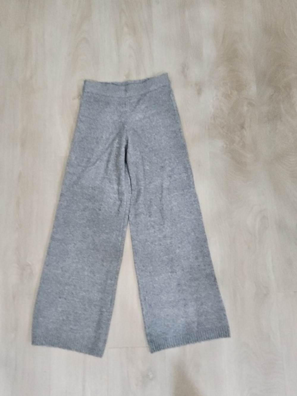 Zara Ribbed Knit Wide-Leg Pants in Gray